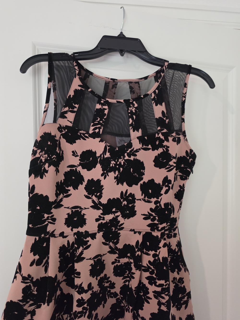 Sweet Storm Pink and Black Floral Mesh Dress